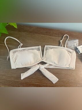 Sanctuary Cream Mesh Bandeau Bikini Top
